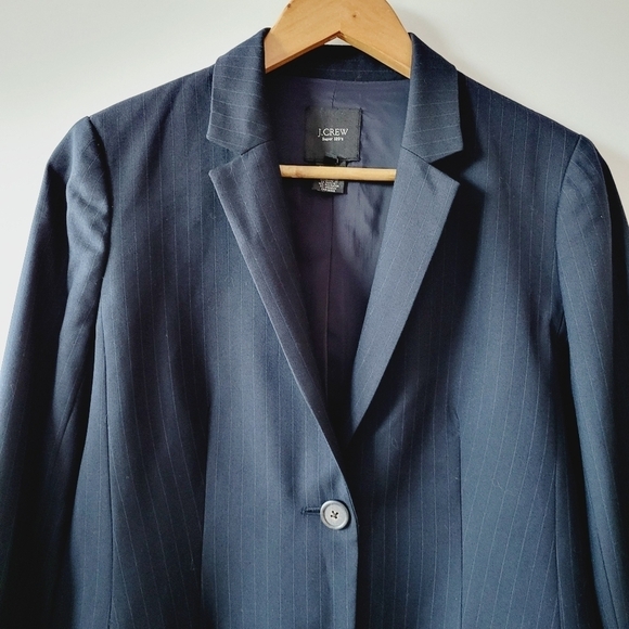 J. Crew Super 120s Navy Pinstripe Blazer - Picture 3 of 15